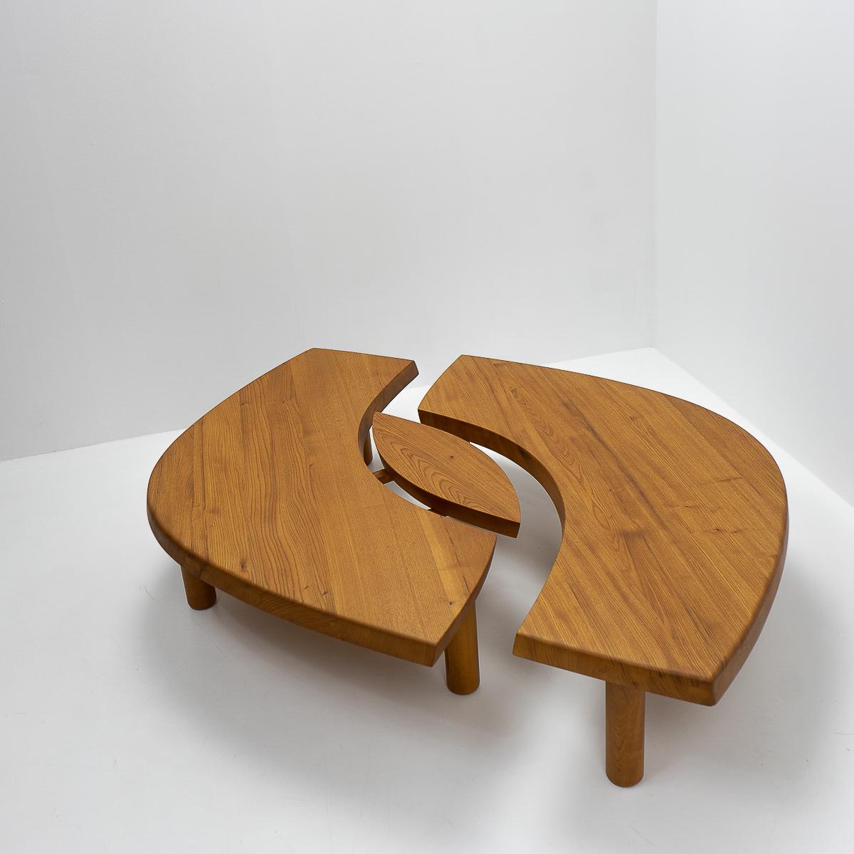 Table basse vintage à œil Pierre Chapo T22, design français, années 1970 Bon état à Renens, CH