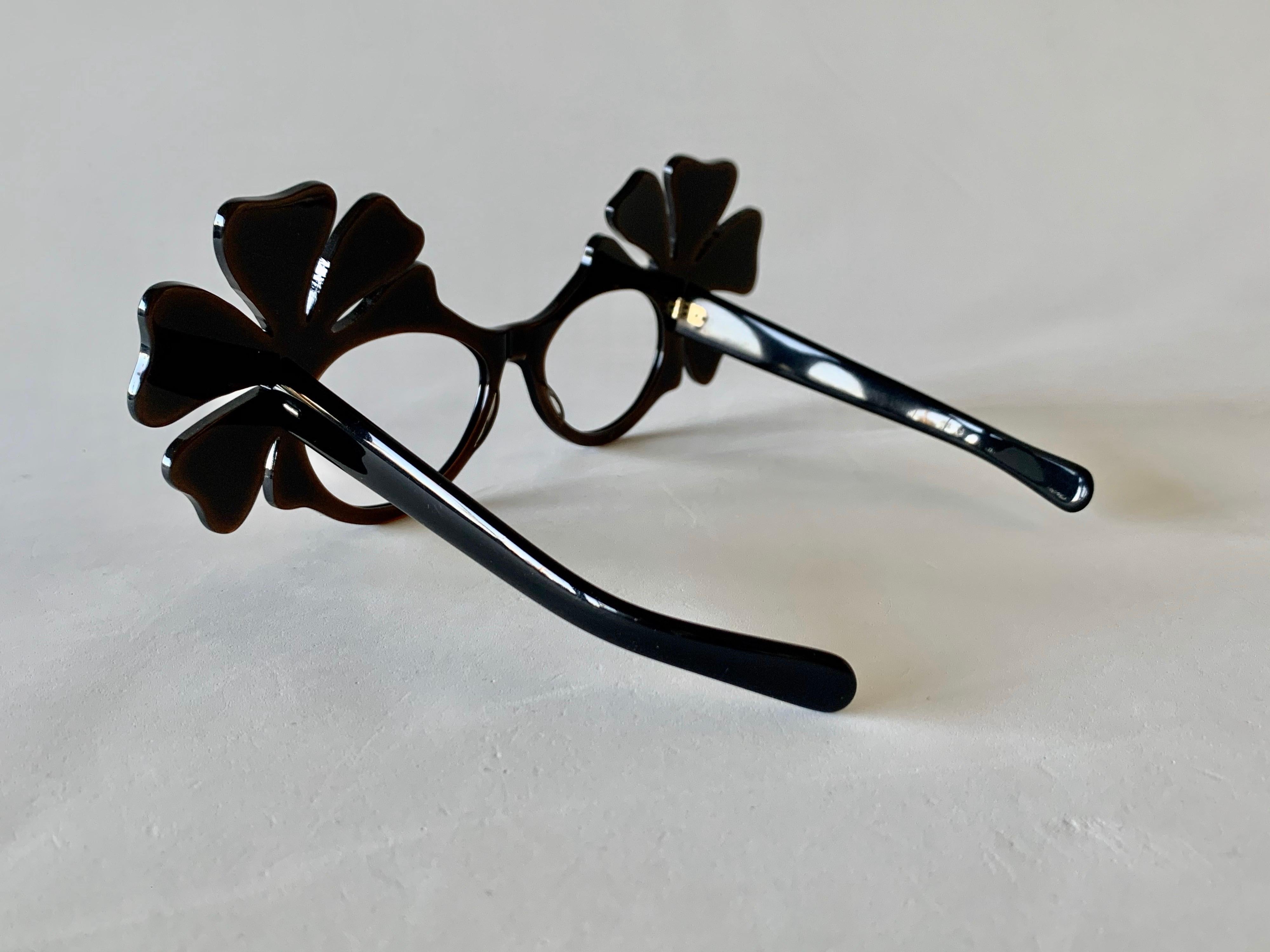 Vintage French Black Deco Eyeglass Frames  1