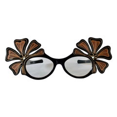 Retro French Black Deco Eyeglass Frames 