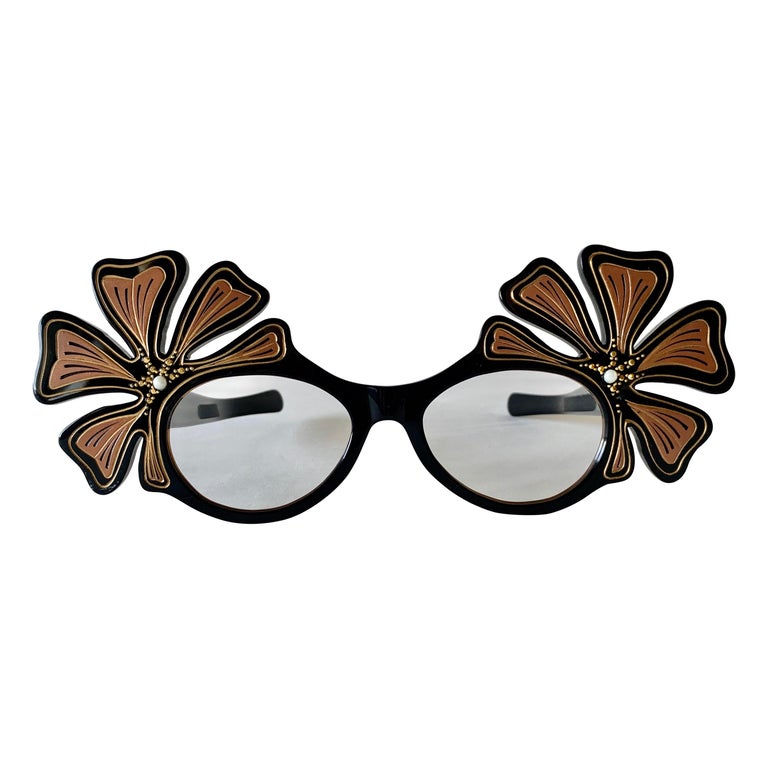 Vintage French Black Deco Eyeglass Frames For Sale at 1stdibs