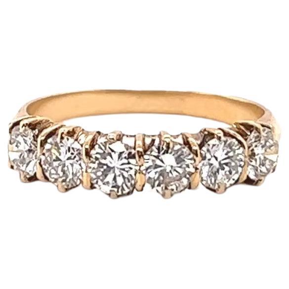 Französischer Diamantring aus 18 Karat Gold mit sechs Steinen, Vintage