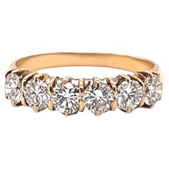 Vintage French Diamond 18 Karat Gold Six Stone Ring