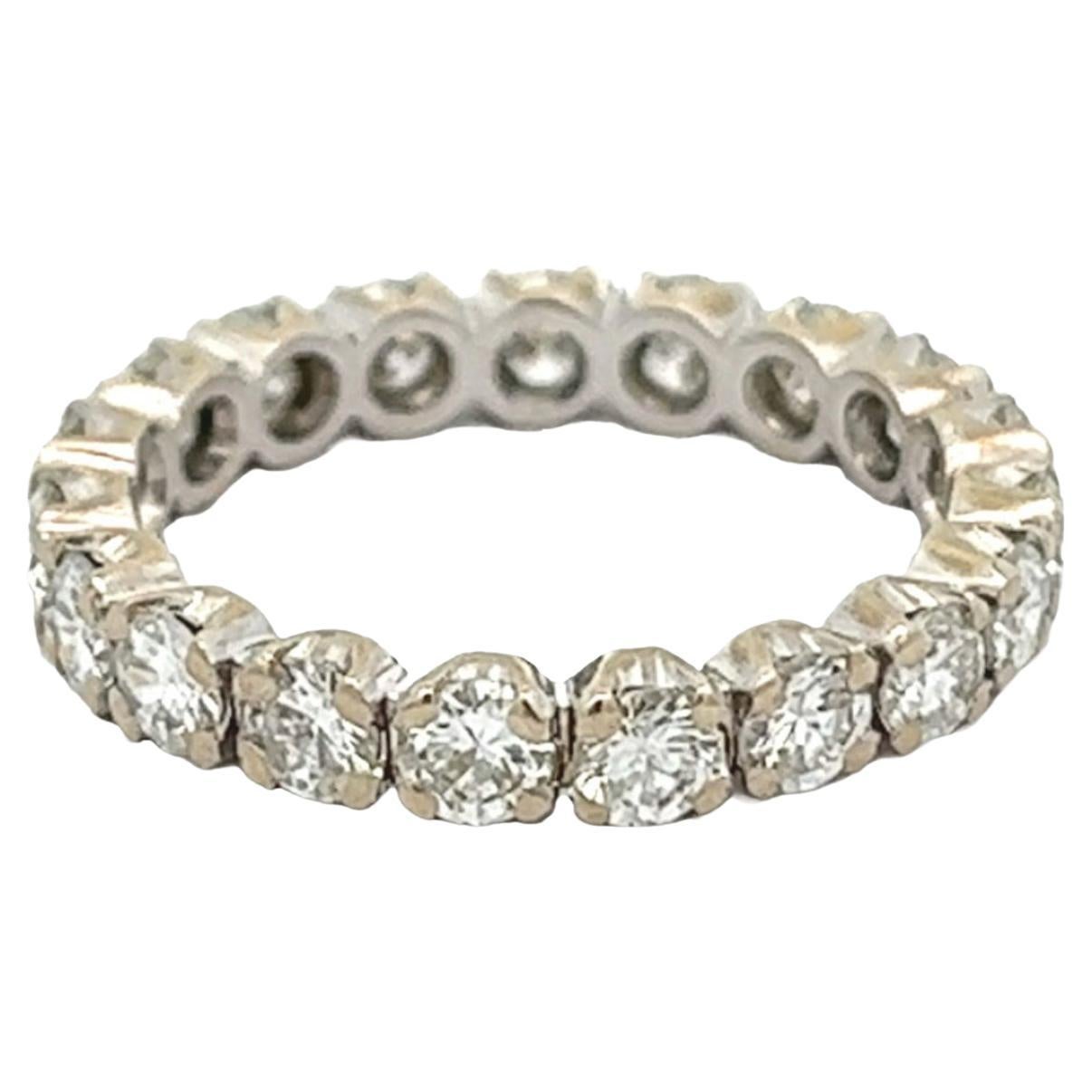 Vintage French Diamond 18k White Gold Eternity Band For Sale at 1stDibs