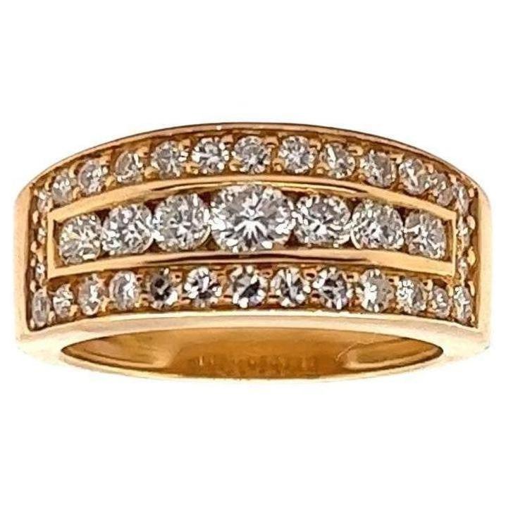 Diamond Flush Setting 18 Karat Yellow Gold Band Ring at 1stDibs