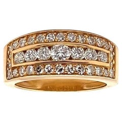 Vintage French Diamond 18 Karat Yellow Gold Band Ring