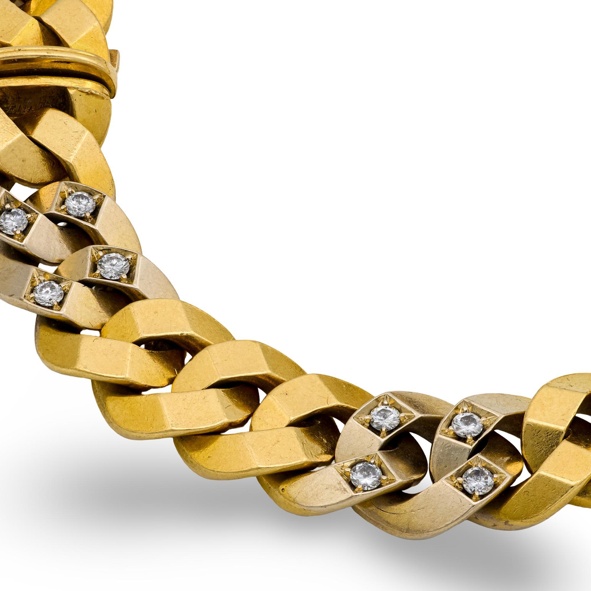 Vintage French diamond 18k two tone braided bracelet In Good Condition For Sale In Beverly Hills, CA