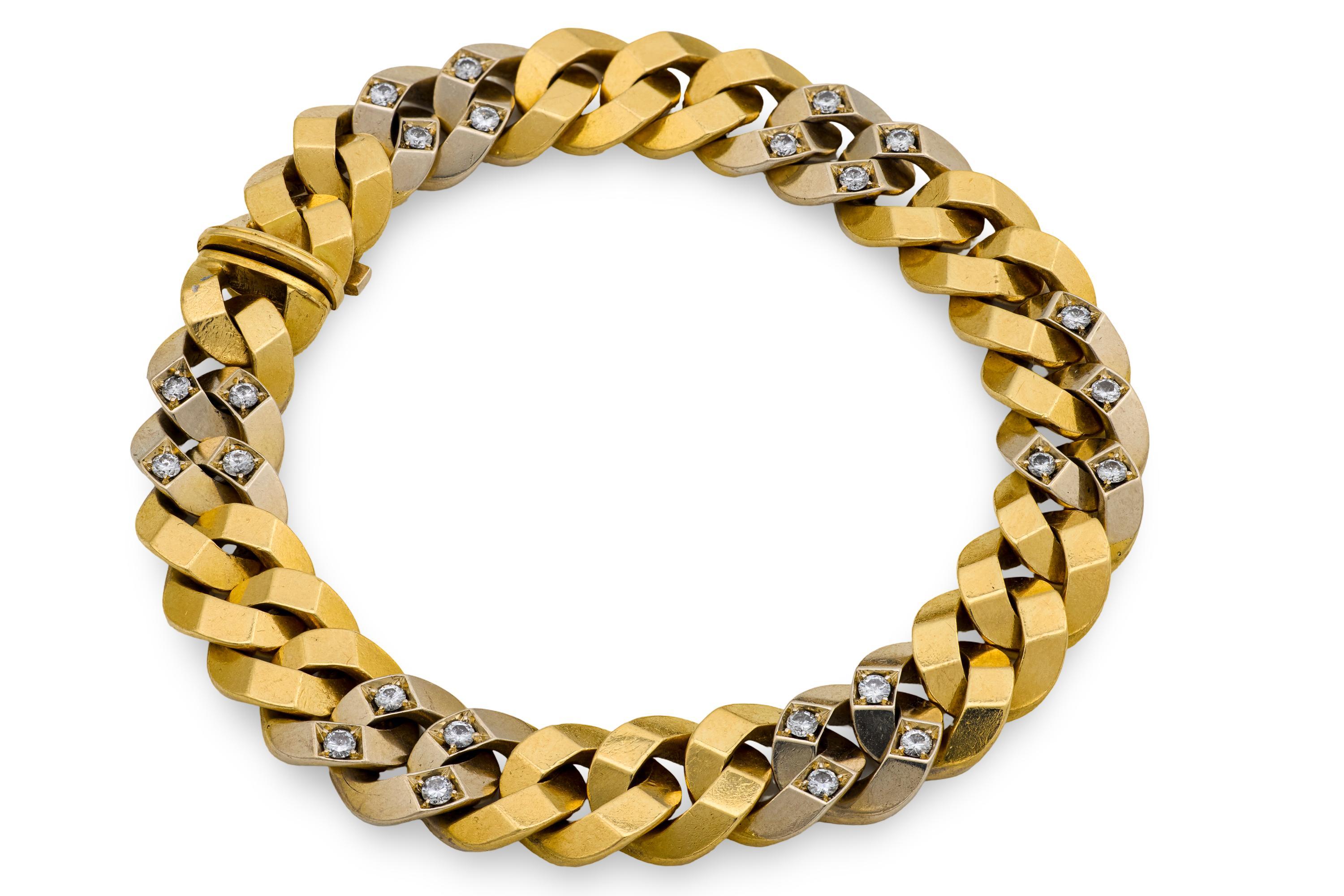 Vintage French diamond 18k two tone braided bracelet