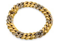 Vintage French diamond 18k two tone braided bracelet