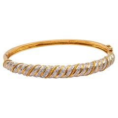Bracciale francese d'epoca con diamanti 18k e due tonalità con cerniera