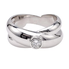 Retro French Diamond 18k White Gold Ring
