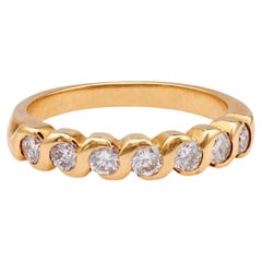 Anneau d'éternité français vintage en or jaune 18 carats avec diamants
