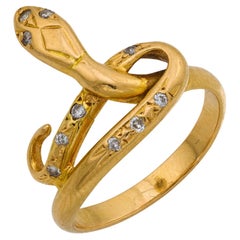 Vintage French Diamant 18k Gelbgold Schlangenring