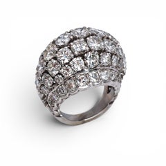 Vintage French Diamond and Platinum Bombé Ring, Circa 1960, 10.50 Carats