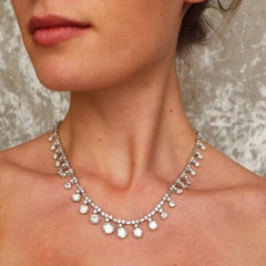 Vintage French Diamond and Platinum Riviére Necklace, 37.84 Carats, Circa 1950