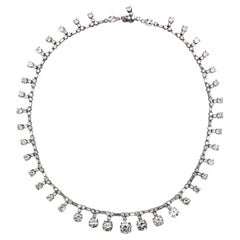 Collana Riviére francese d
epoca con diamanti e platino, 37,84 carati, Circa 1950