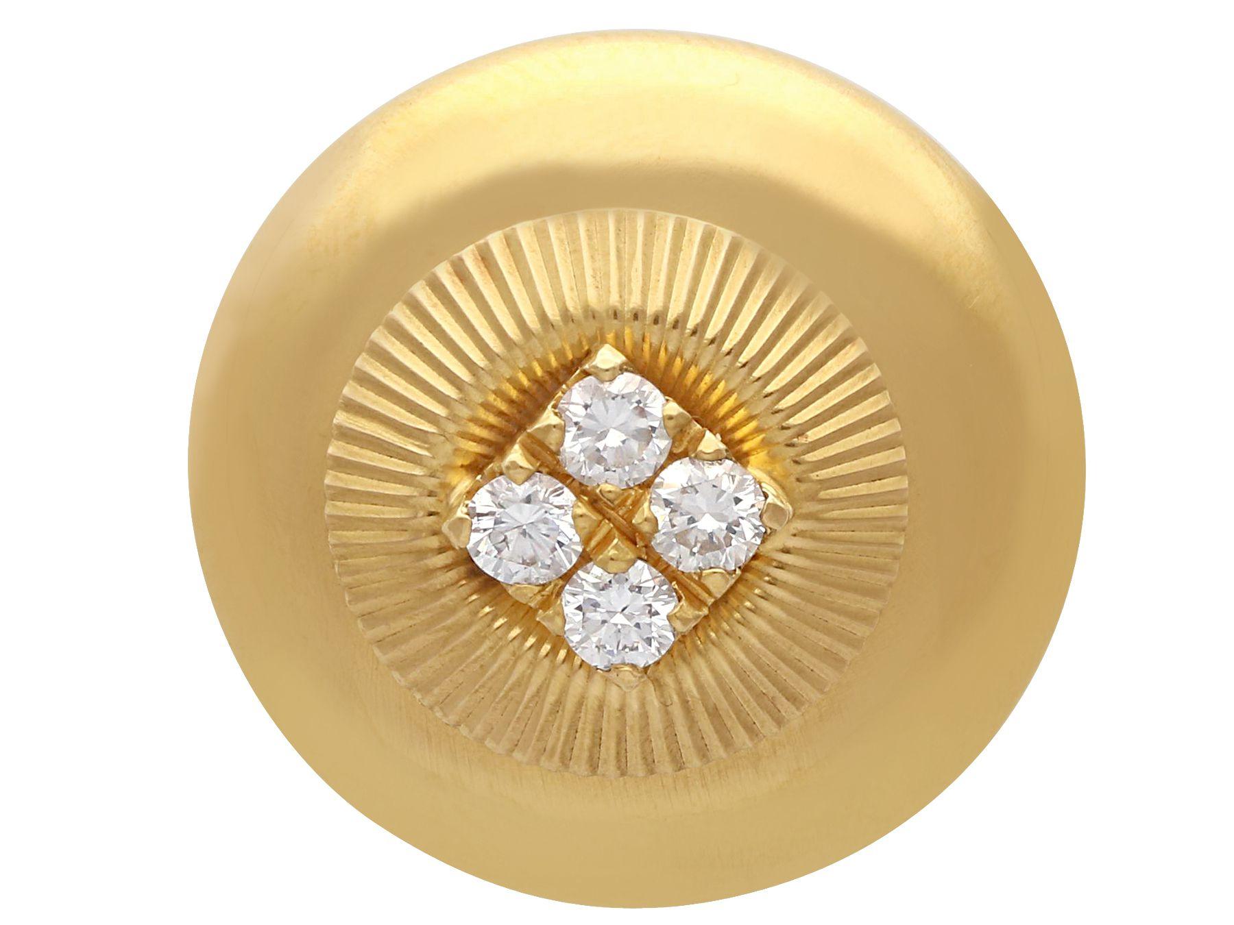 Vintage Französische Diamant- und Gelbgold-Ohrringe, um 1960 (Rundschliff) im Angebot