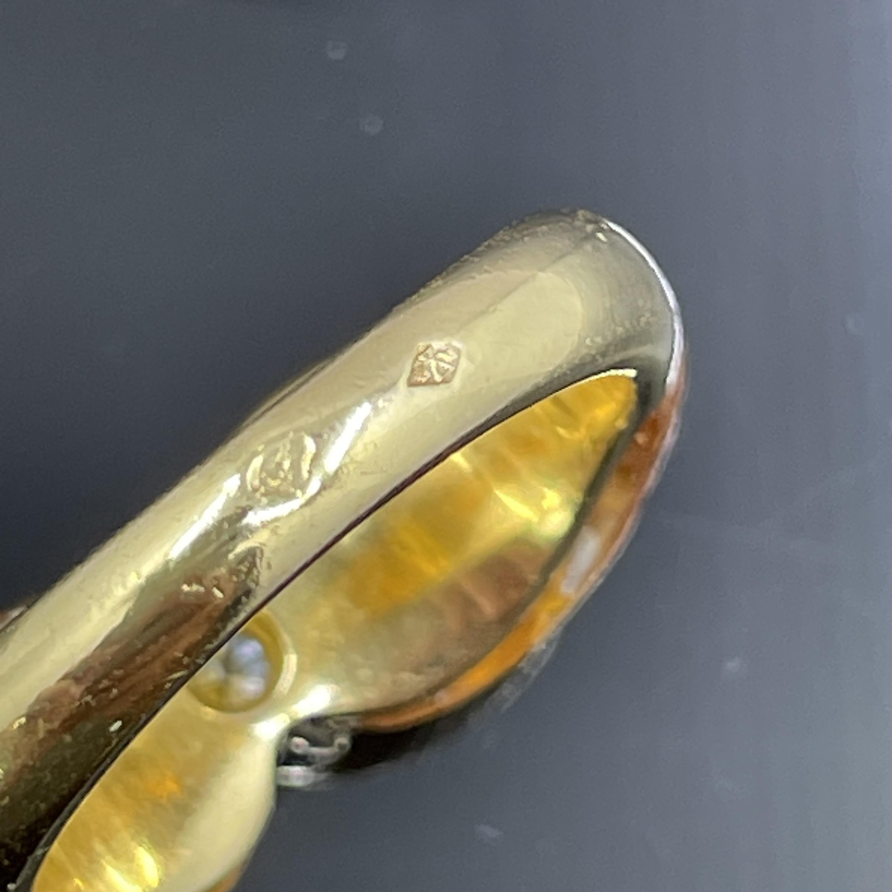 Donna Anello francese vintage con diamante e citrino intagliato in oro giallo 18 carati in vendita