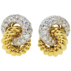 Vintage French Diamond Gold Earrings