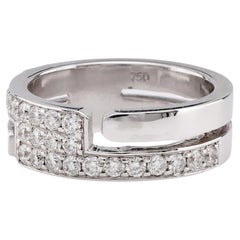 Vintage French Diamond Platinum Zig Zag Band