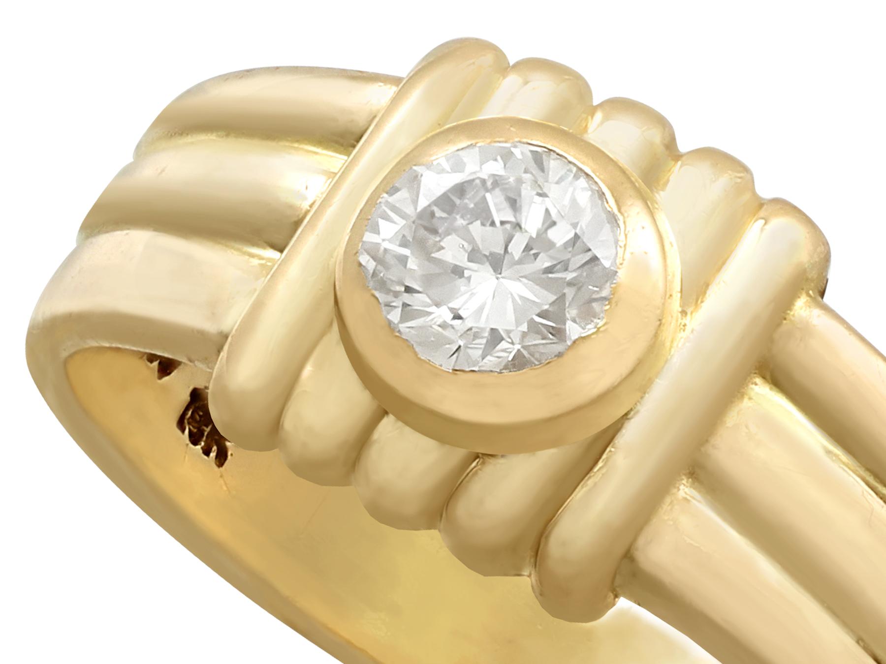 Round Cut French Diamond Yellow Gold Cocktail Ring For Sale