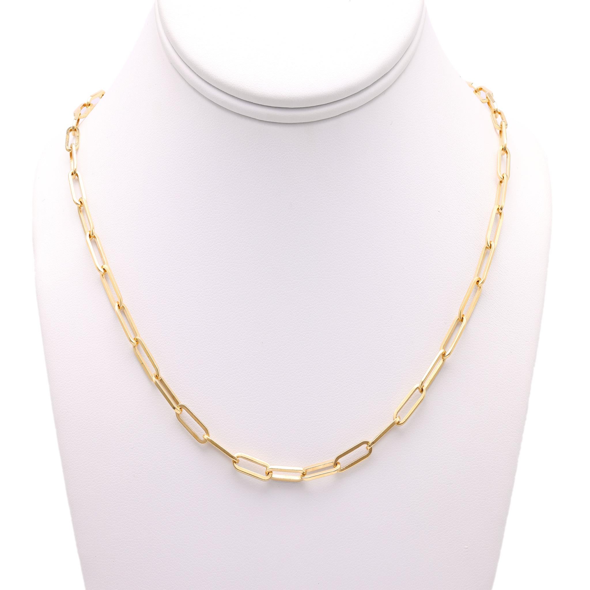 Vintage French Dinh Van 18k Yellow Gold Paperclip Necklace In Excellent Condition In Beverly Hills, CA