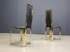 Vintage french dining chairs in brass, 1970s