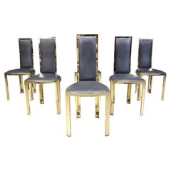 Vintage french dining chairs in brass, 1970s