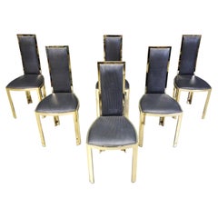 Vintage french dining chairs in brass, 1970s