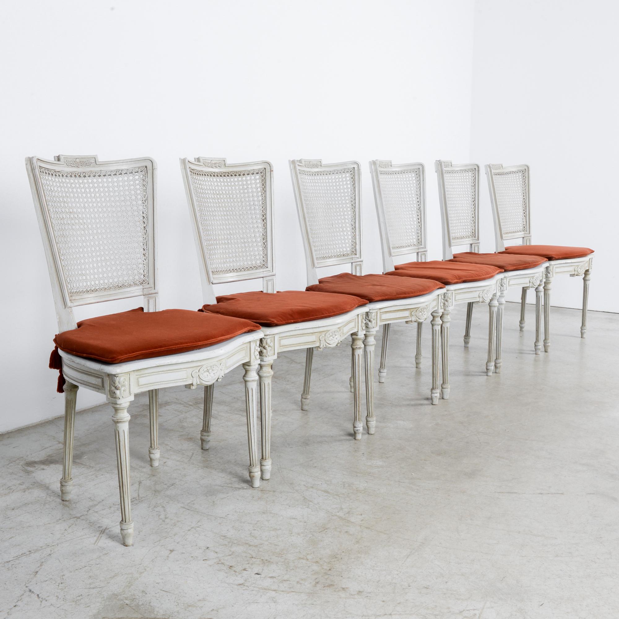 Vintage French Dining Chairs with Fabric Seat Cushion, Set of Six at