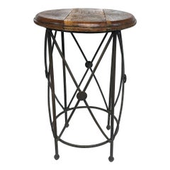 Vintage French Directoire End Table in Iron and Wood