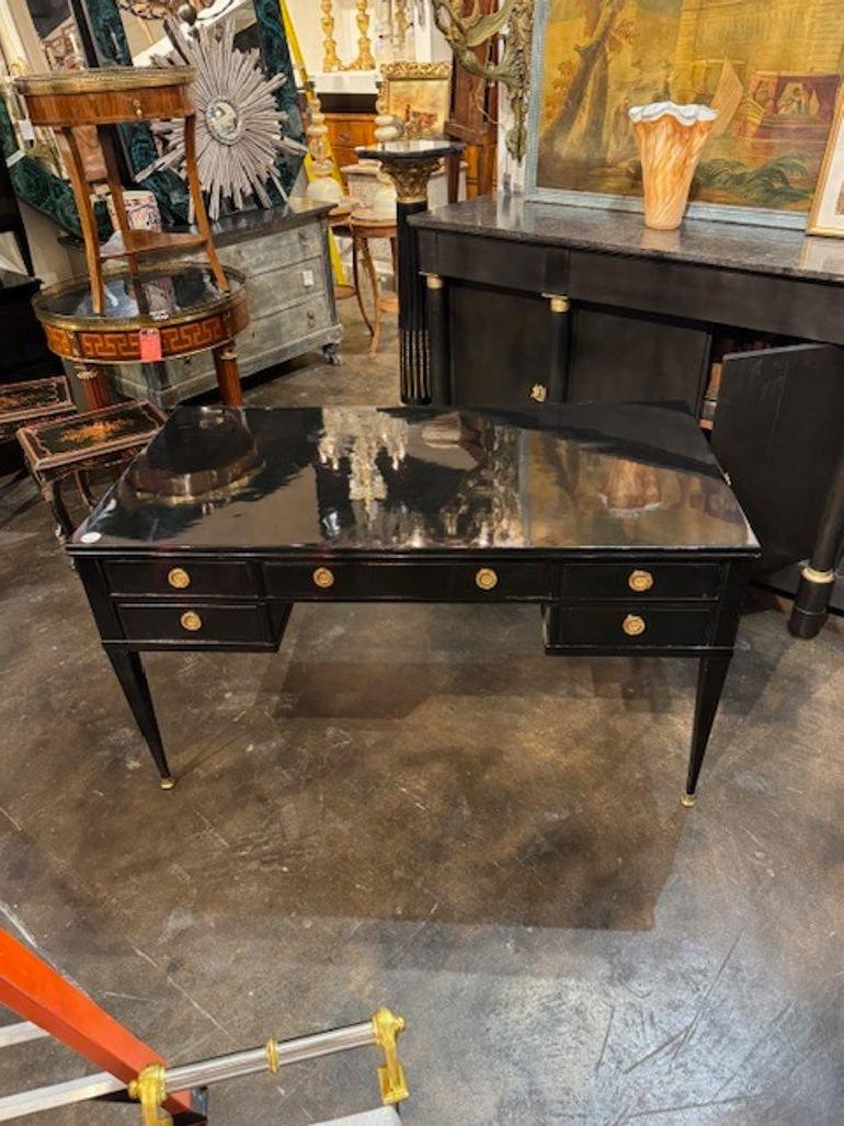 20ième siècle Bureau Vintage Français Directoire laqué noir en vente