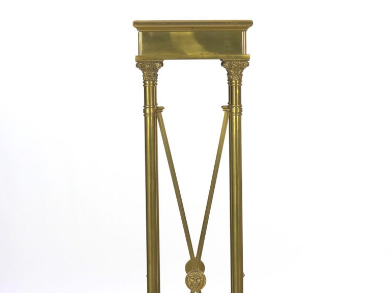 Vintage French Directoire Style Brass Pedestal Accent Table in Jansen
