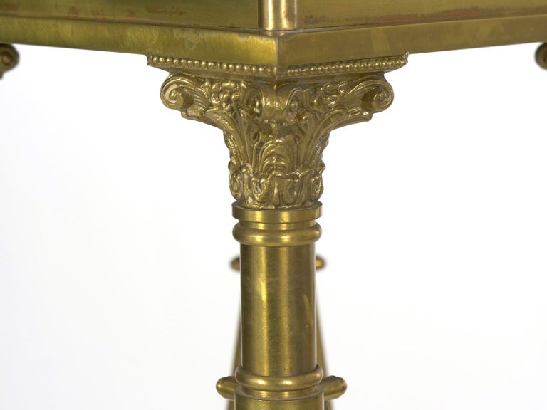 Vintage French Directoire Style Brass Pedestal Accent Table in Jansen