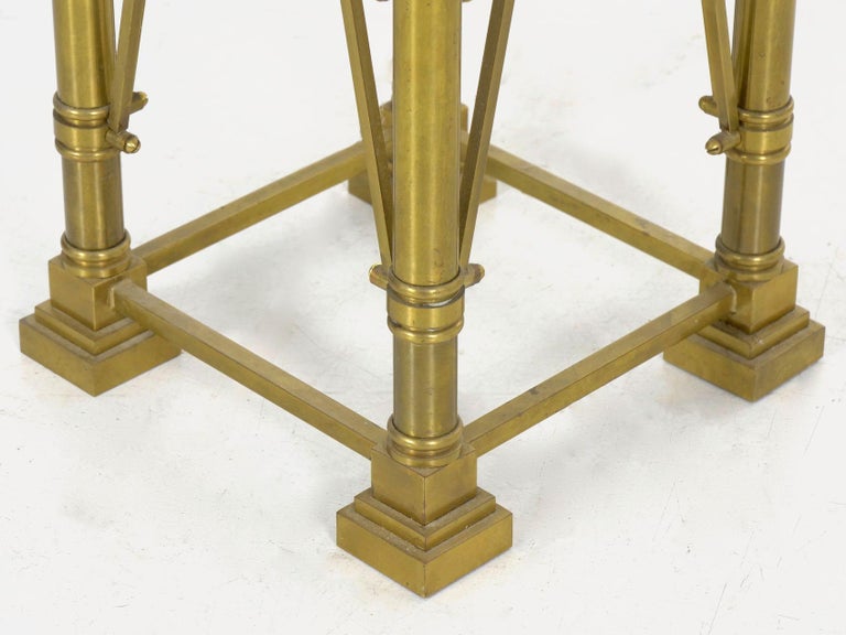 Vintage French Directoire Style Brass Pedestal Accent Table in Jansen