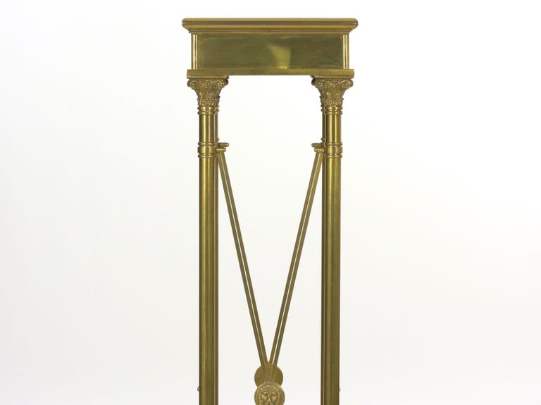 Vintage French Directoire Style Brass Pedestal Accent Table in Jansen