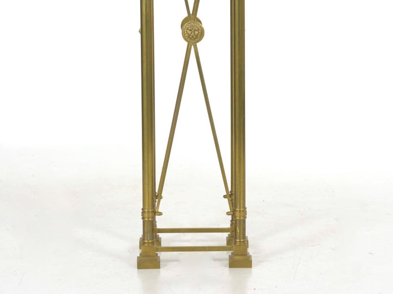 Vintage French Directoire Style Brass Pedestal Accent Table in Jansen