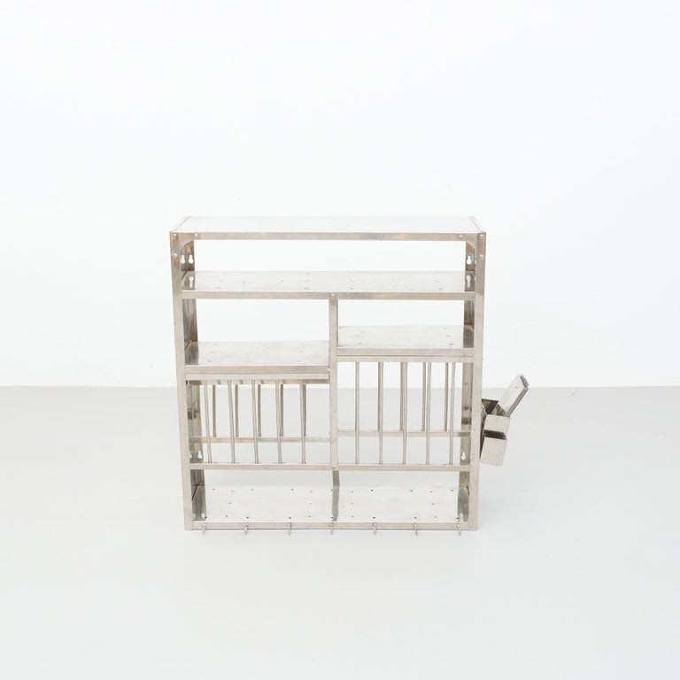 Vintage French Dish Rack Cabinet in Metal, circa 1990 For Sale at 1stDibs