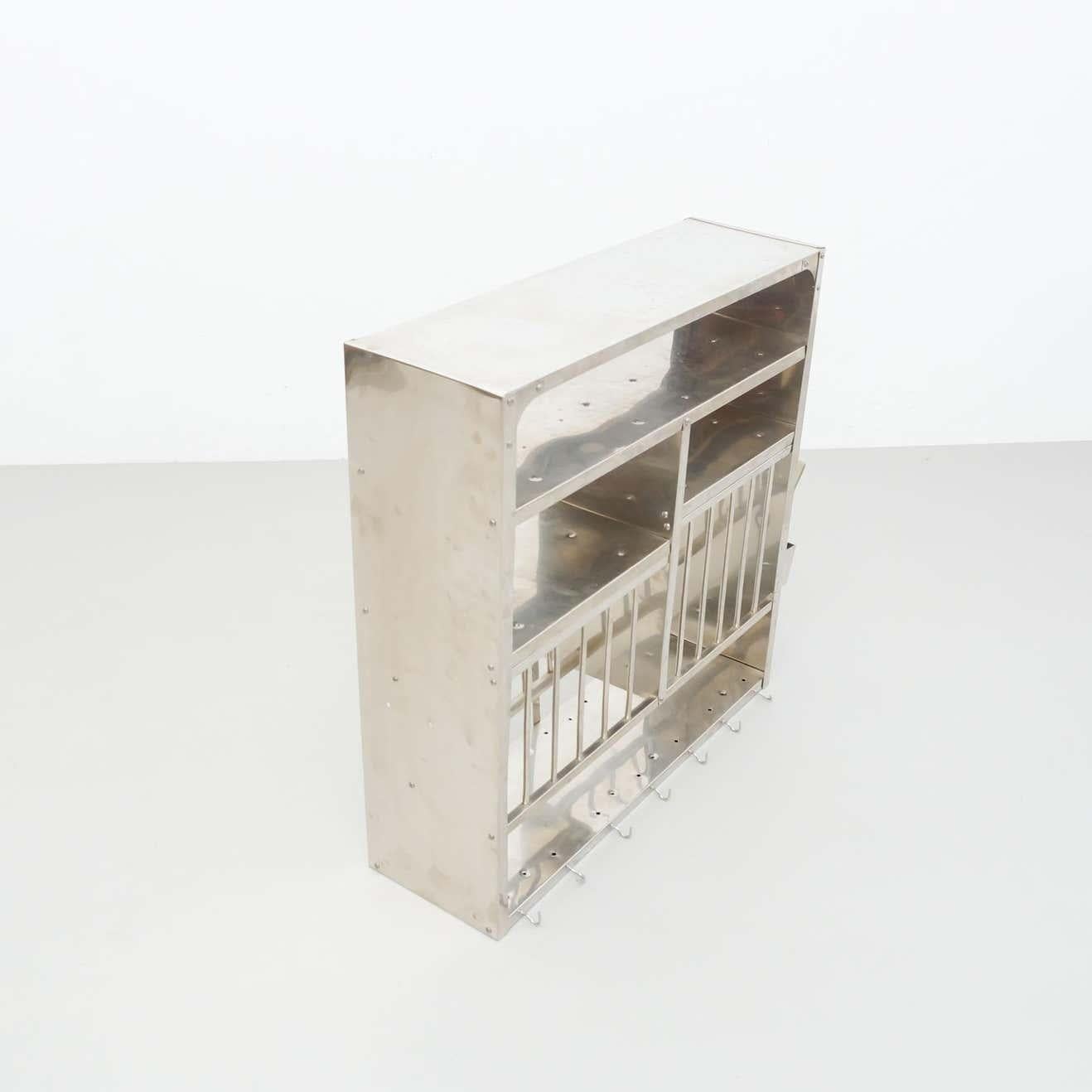 Vintage French Dish Rack Cabinet in Metal, circa 1990 1