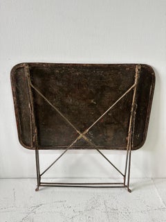 Vintage French Distressed Metal Folding Bistro Table