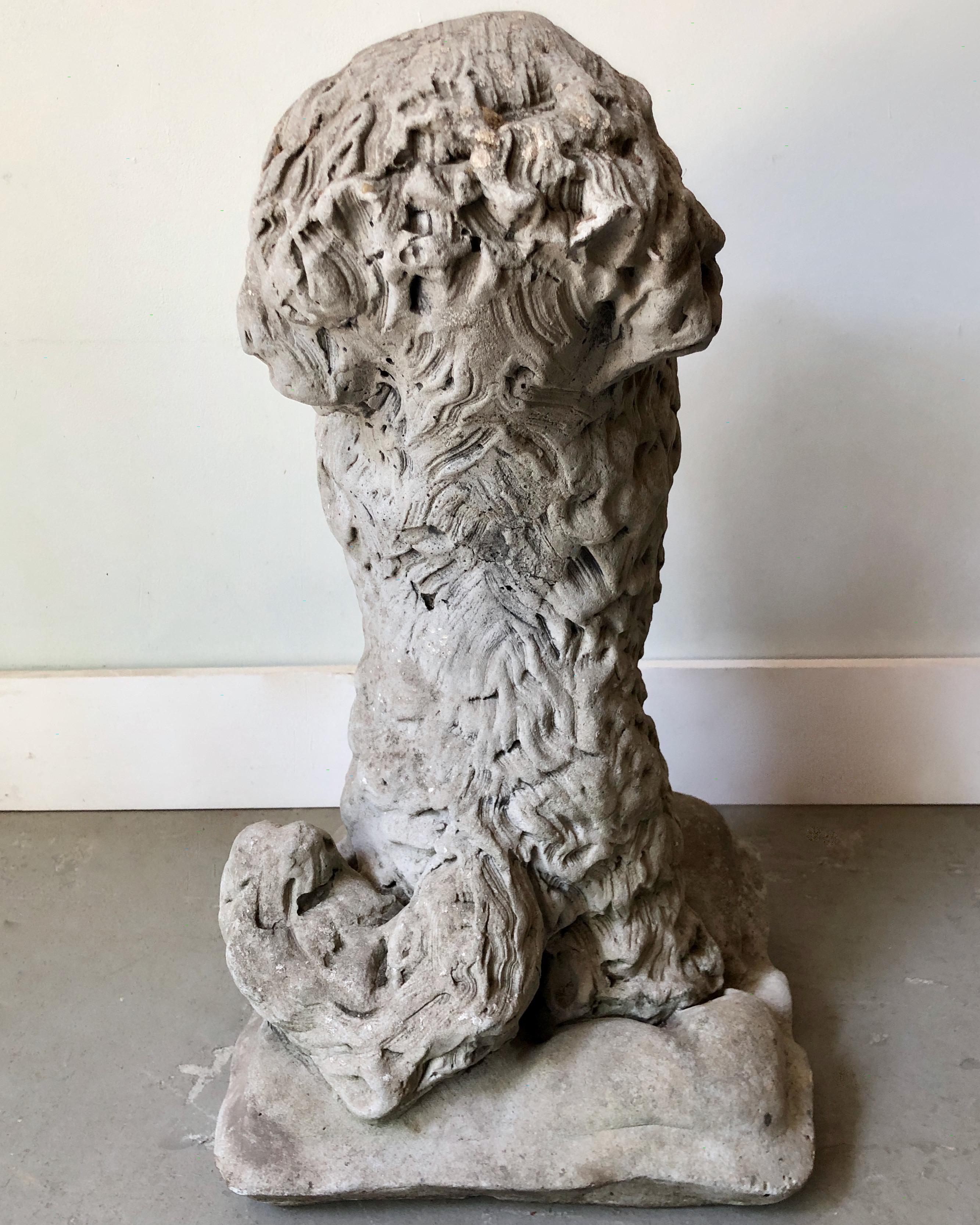 Cast Stone Vintage French Dog Statue For Sale