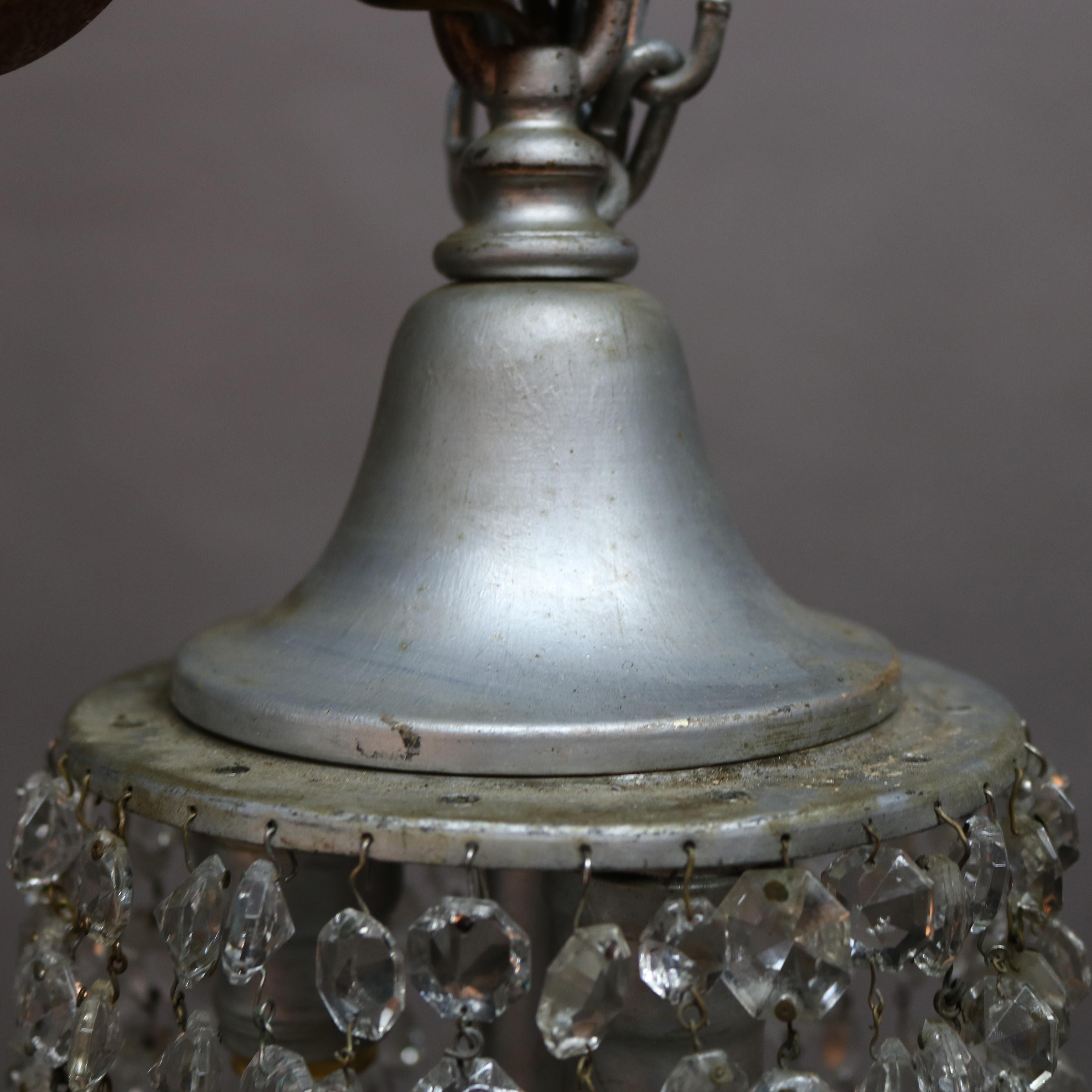 Vintage French Draped Crystal Tiered Wedding Cake 15-Light Chandelier In Good Condition For Sale In Big Flats, NY
