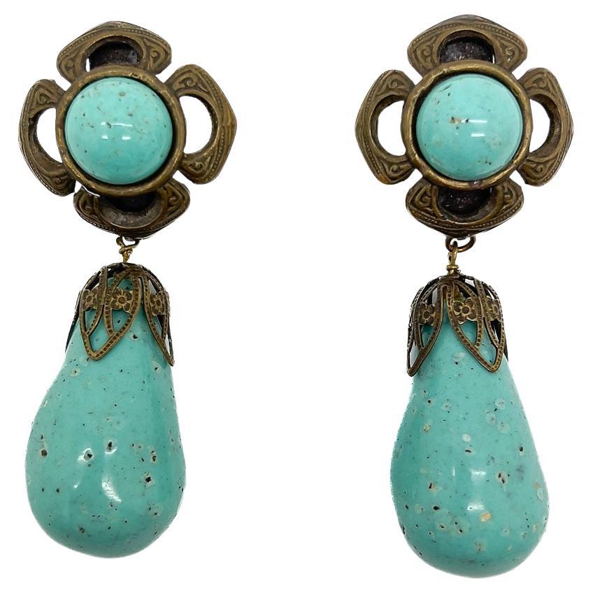 Pendientes vintage franceses Bomba de huevo de pato Años 60 en venta