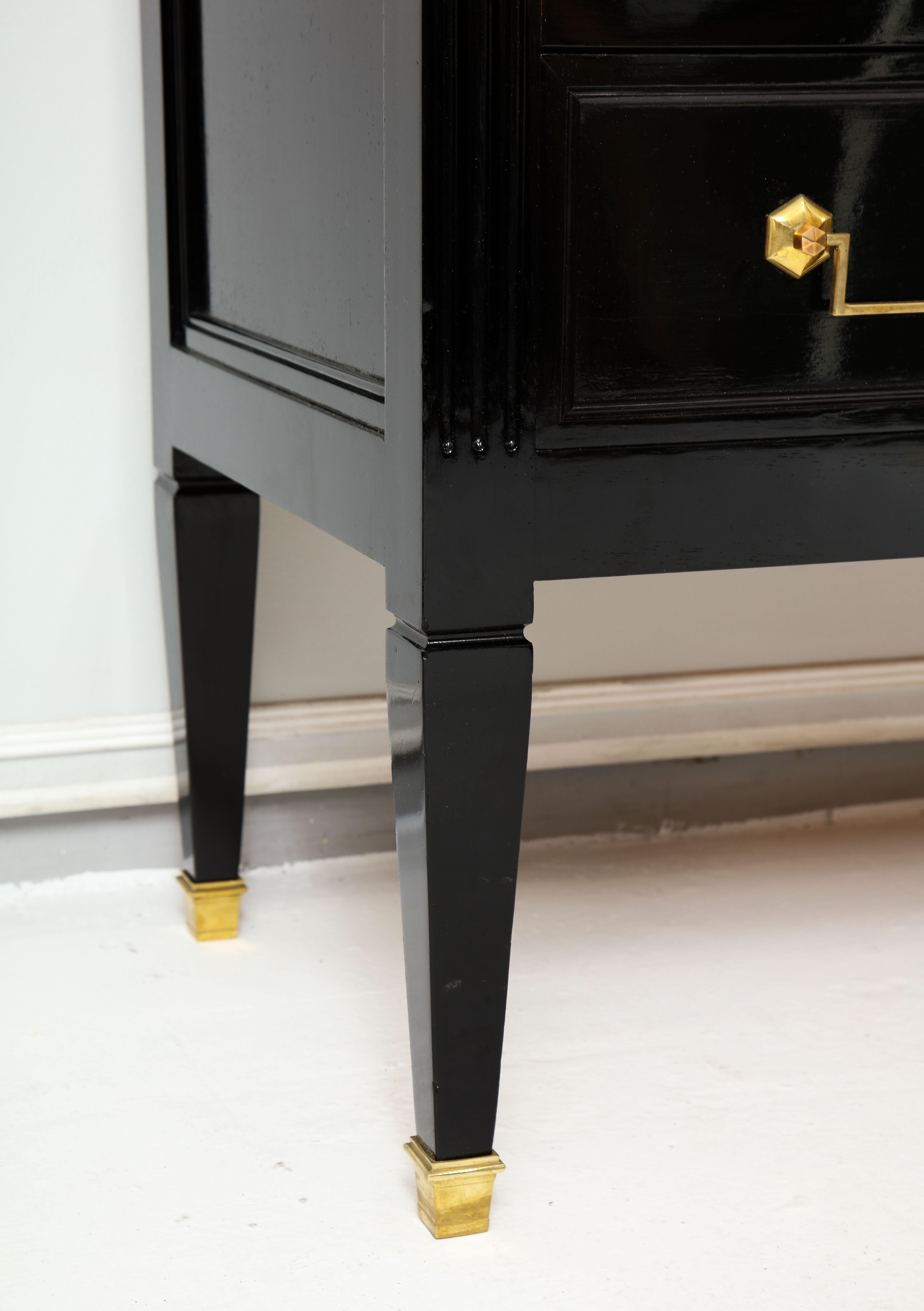20th Century Vintage French Ebonized Marble-Top Commode in the Directoire Manner For Sale