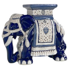Retro French Elephant Ceramic Side Table Or Stool
