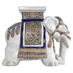 Französischer Elefanten-Keramik-Beistelltisch oder Hocker, Vintage