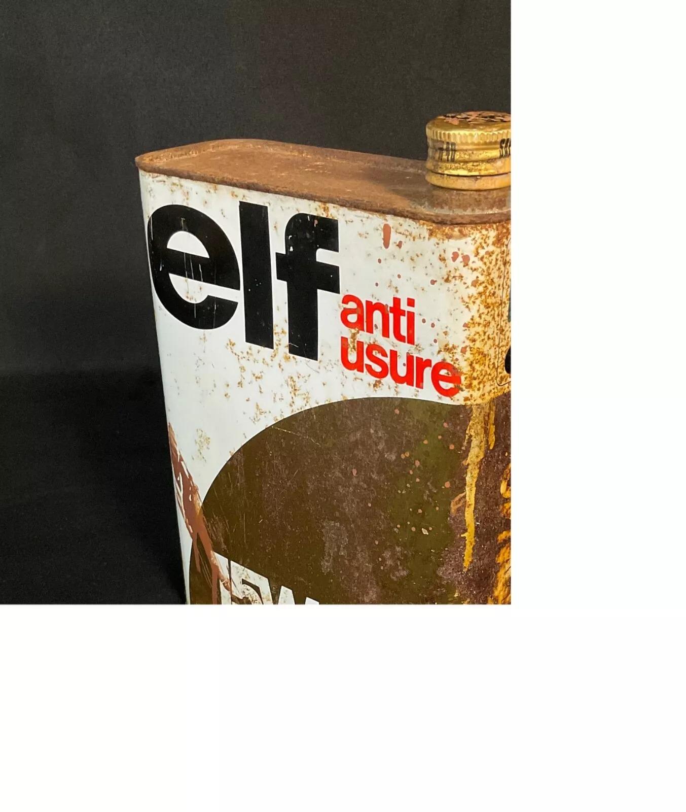 Vintage French ELF 15W40 Oil Can, 1970s - 2Y601 In Good Condition For Sale In Bordeaux, FR