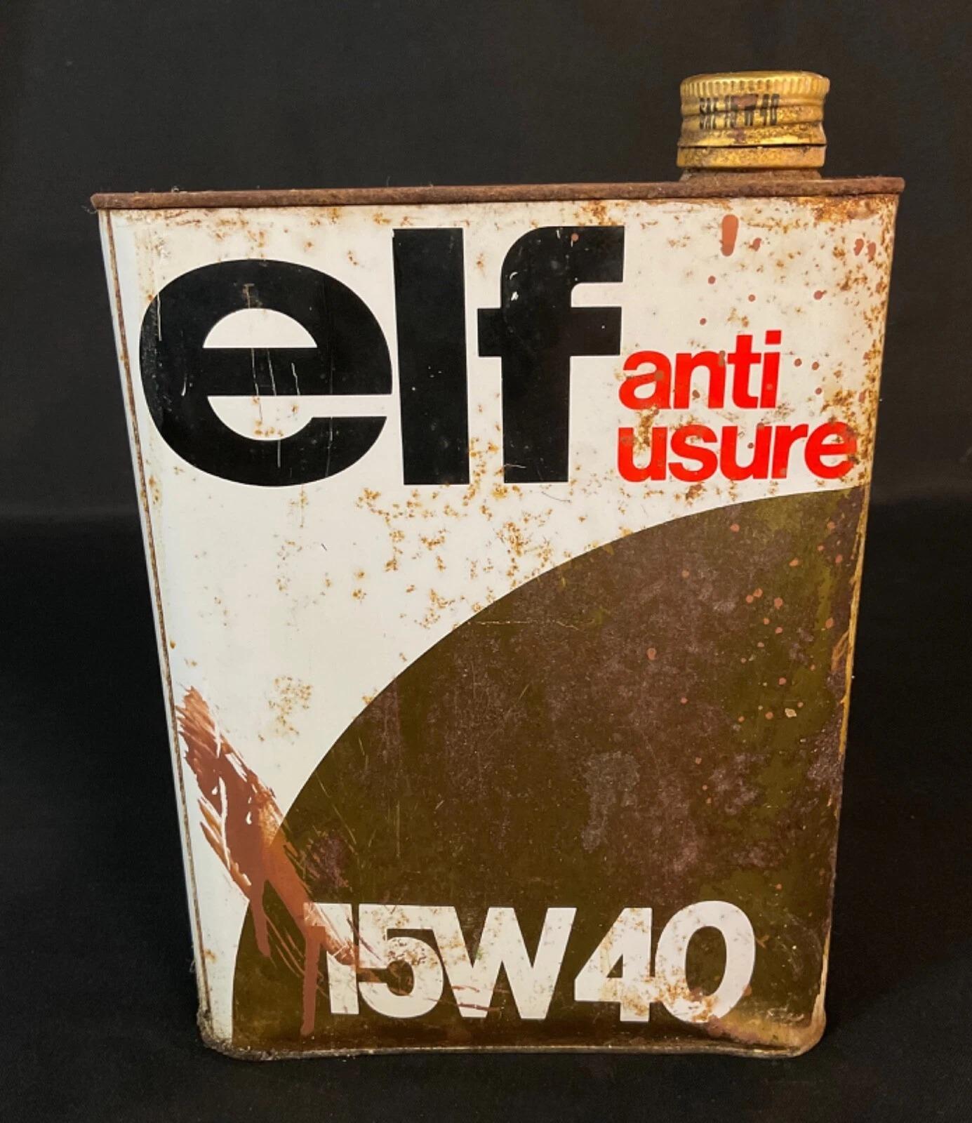 Late 20th Century Vintage French ELF 15W40 Oil Can, 1970s - 2Y601 For Sale