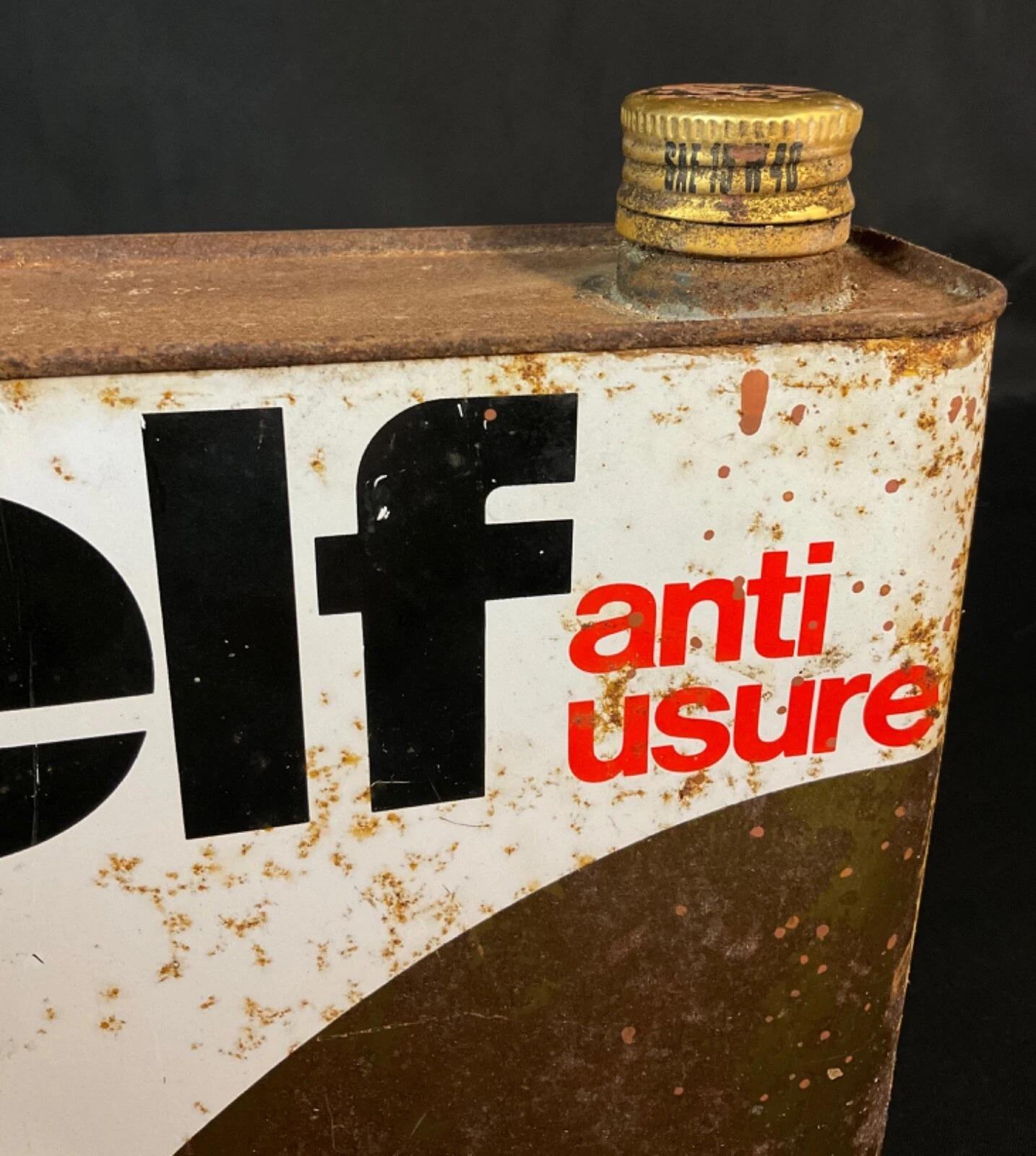 Metal Vintage French ELF 15W40 Oil Can, 1970s - 2Y601 For Sale