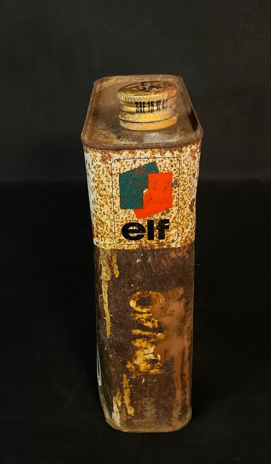 Vintage French ELF 15W40 Oil Can, 1970s - 2Y601 For Sale 1