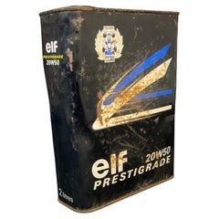 Vintage French ELF 20W50 Prestigrade Oil Can, Circa 1970s - 2Y598